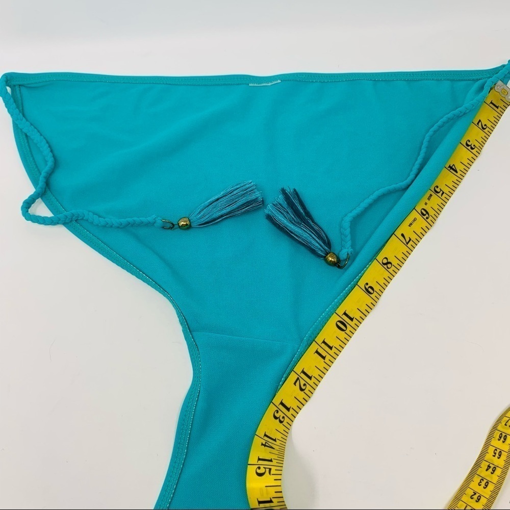 Bohemian Teal Turquoise Floral Embroidered Two Piece Bikini Swim Suit Size Small - Picture 12 of 16
